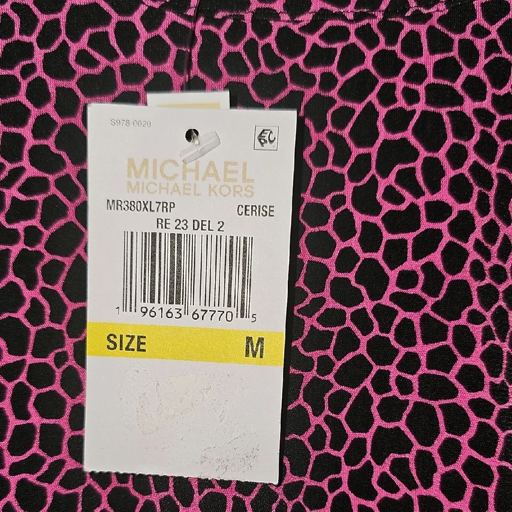 MICHAEL Michael Kors Pink and Black Short Sleeve Twist Dress